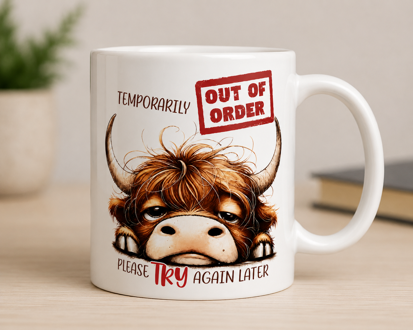 Highland cow temporarily out of order mug