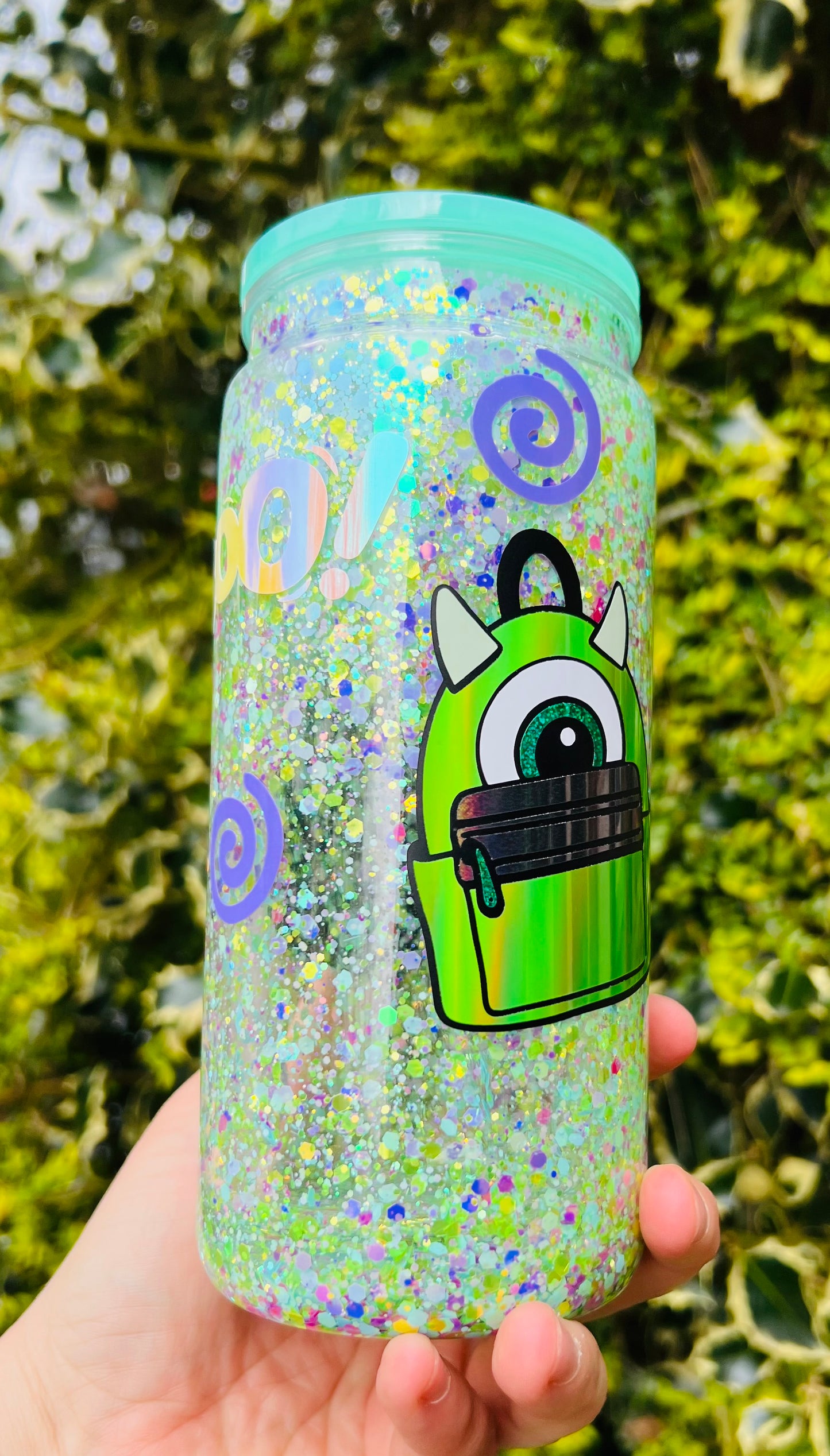 HEY MONSTERS. 20oz acrylic snow globe tumbler