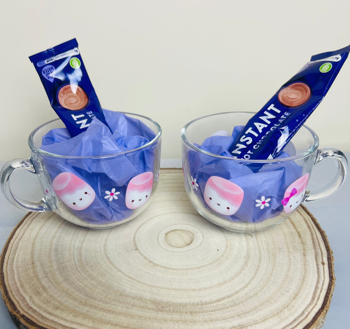 Cute marshmallow large glass mug