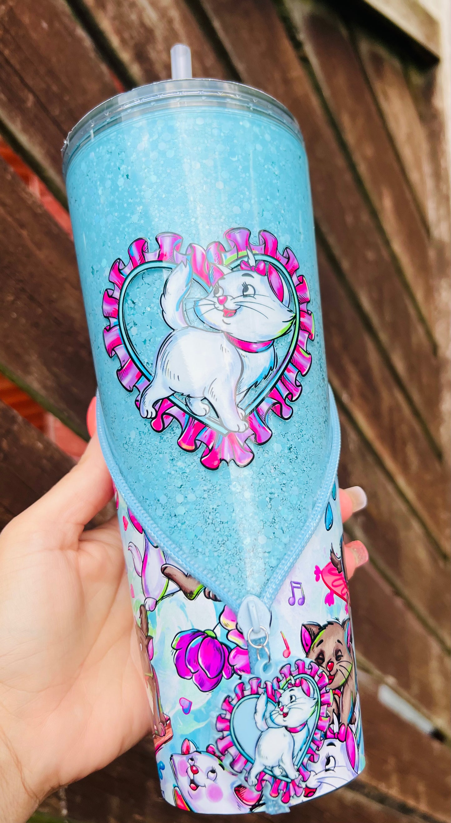 24oz cat zipper no globe tumbler