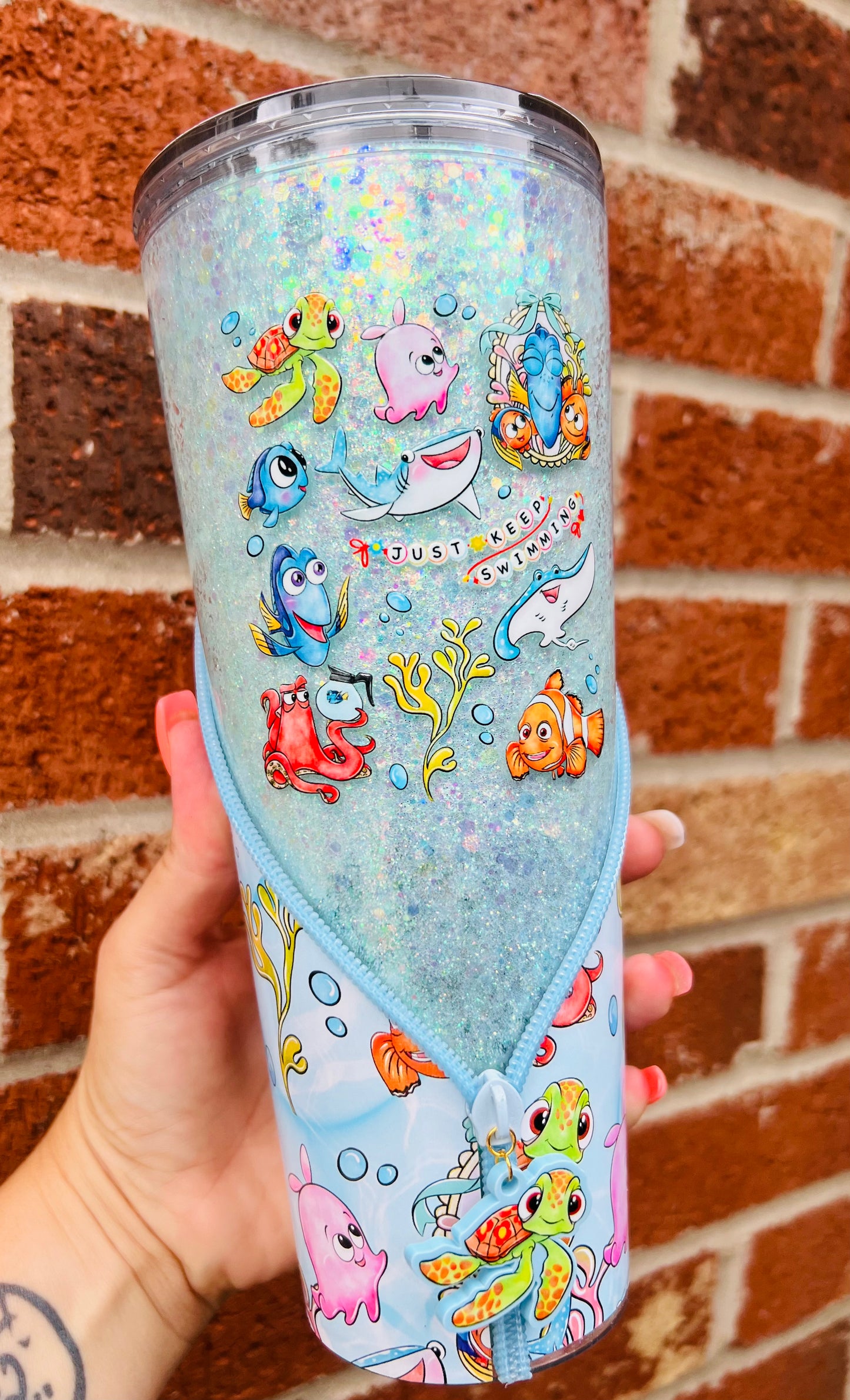 24oz under the sea zipper tumbler