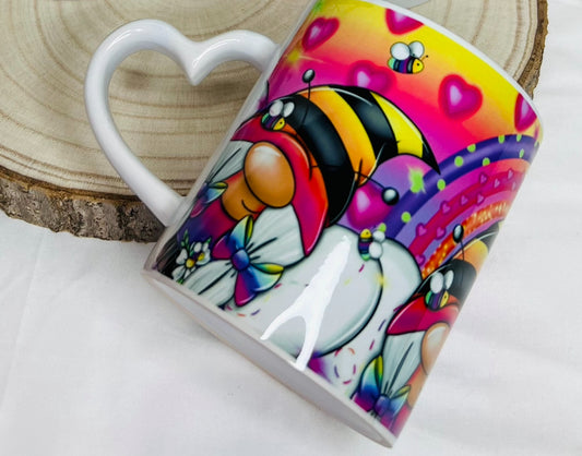 Love gonk bee 11oz ceramic mug with heart handle