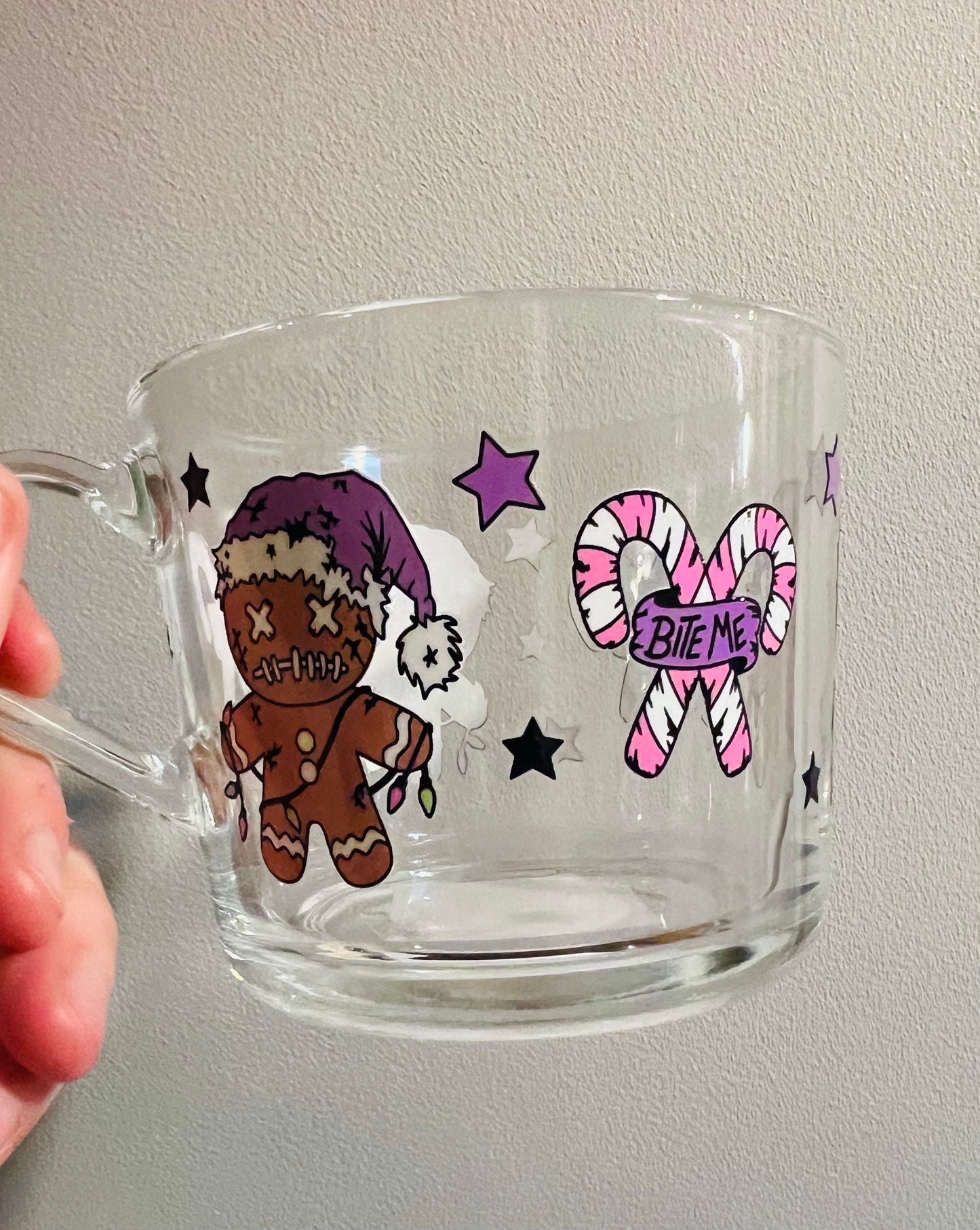 Bite me! Gingerbread large glass mug