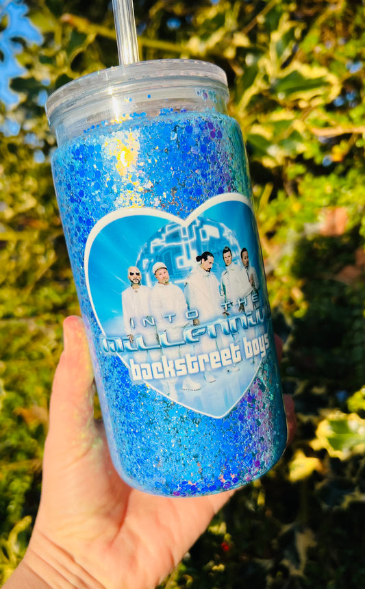 16oz glitter fan tumbler with rhinestone lid