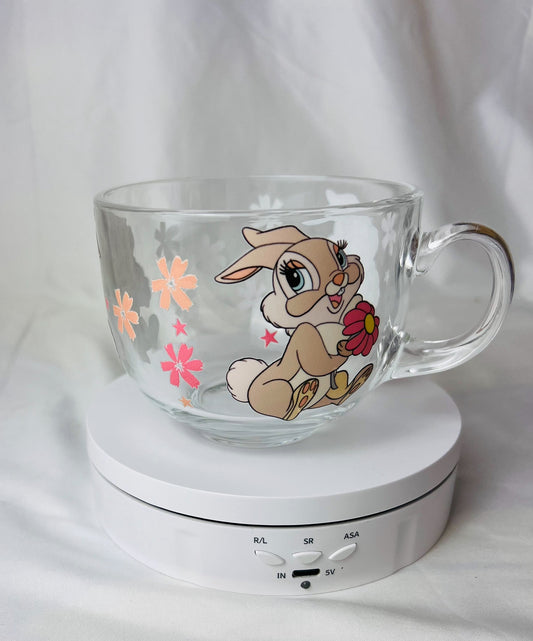 Large glass bunny mug