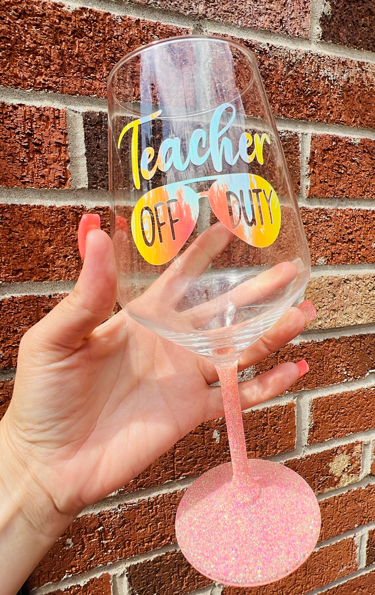 - Personalised glitter stem wine glass / champagne flute