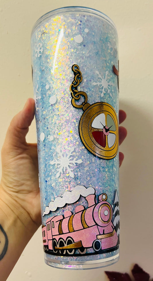 Believe Christmas glitter tumbler 24oz
