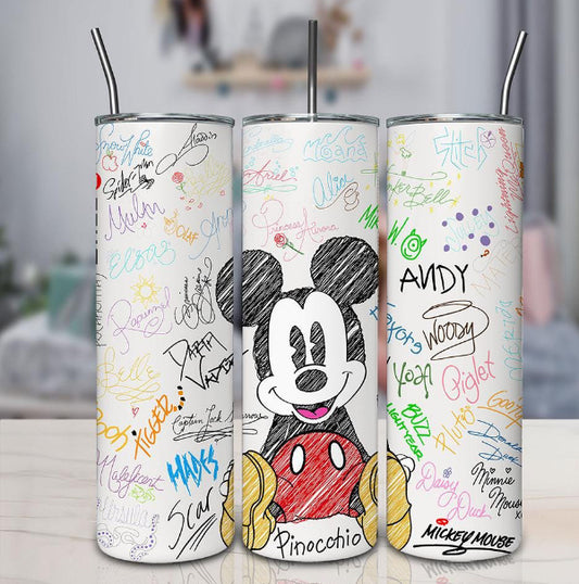 Mouse with autographs 20oz stainless steel tumbler