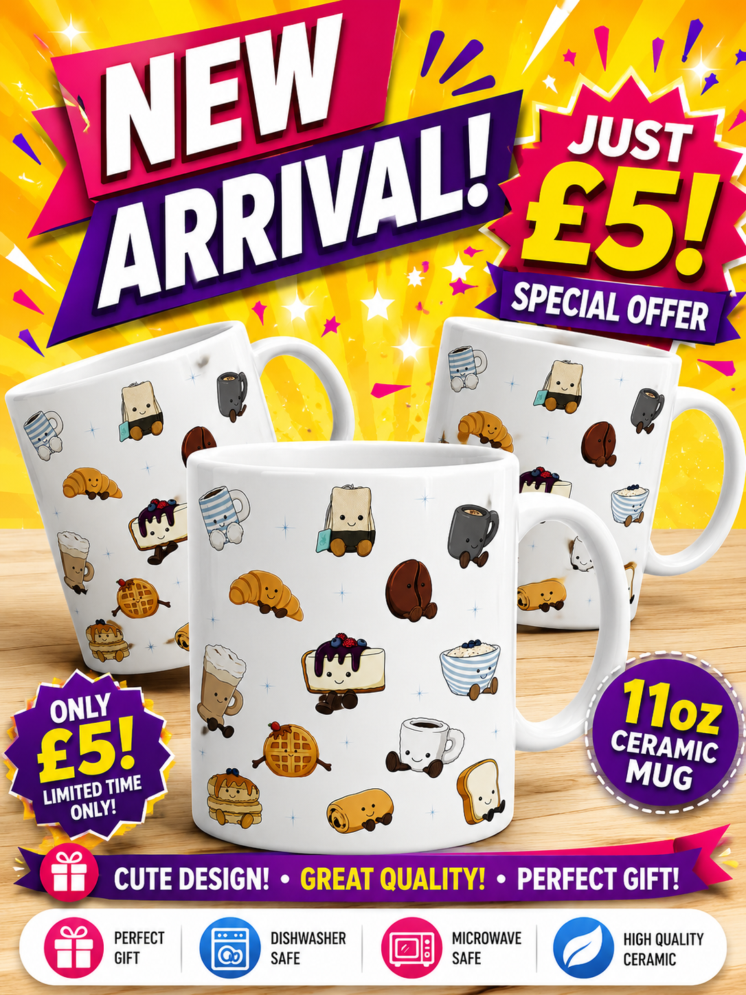 Smiling food face 11oz mug