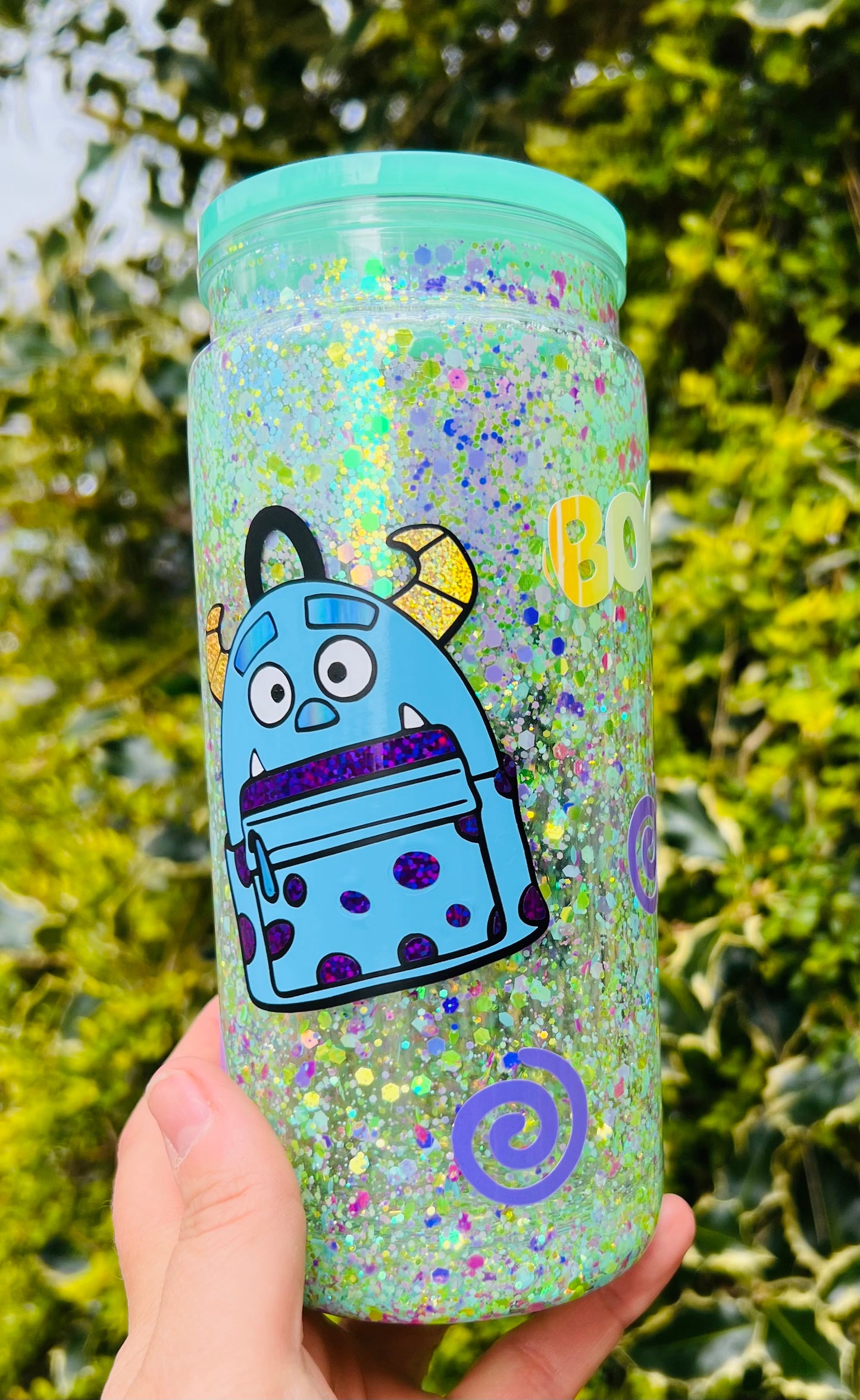 HEY MONSTERS. 20oz acrylic snow globe tumbler