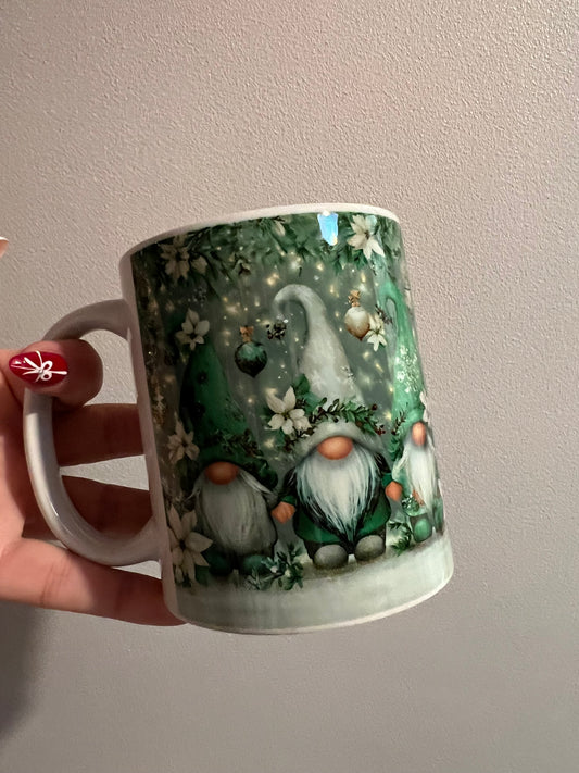 Sage green Christmas gonk 11oz ceramic mug