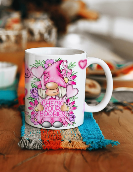 11oz check your boobies  ceramic mug