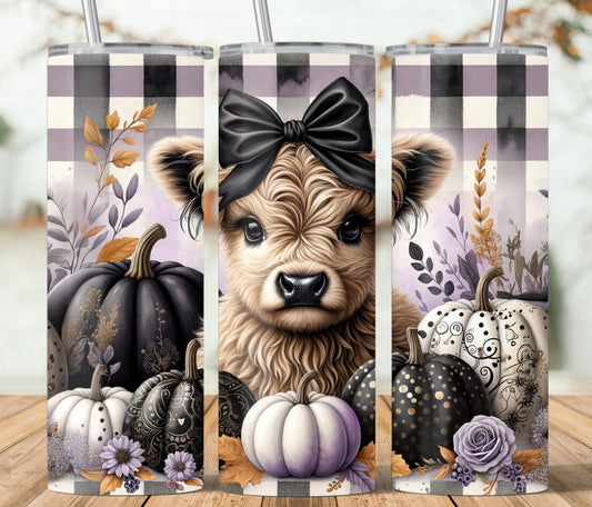20oz stainless steel  lilac highland cow pumpkin