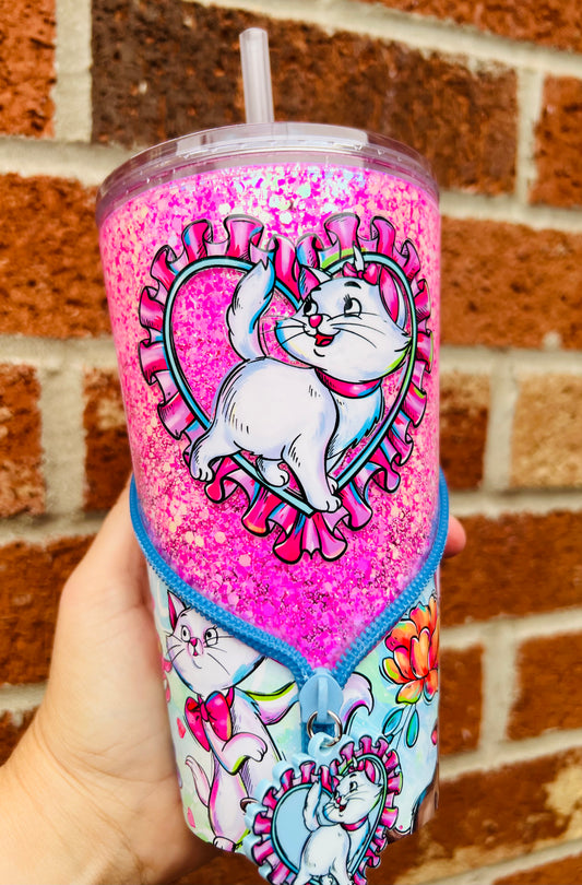 16oz Marie cat zipper tumbler