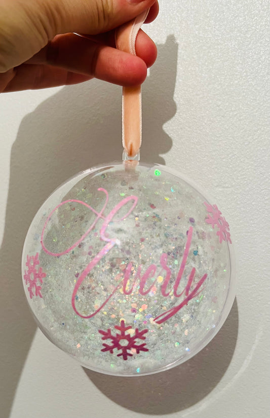 Large personalised glitter baubles
