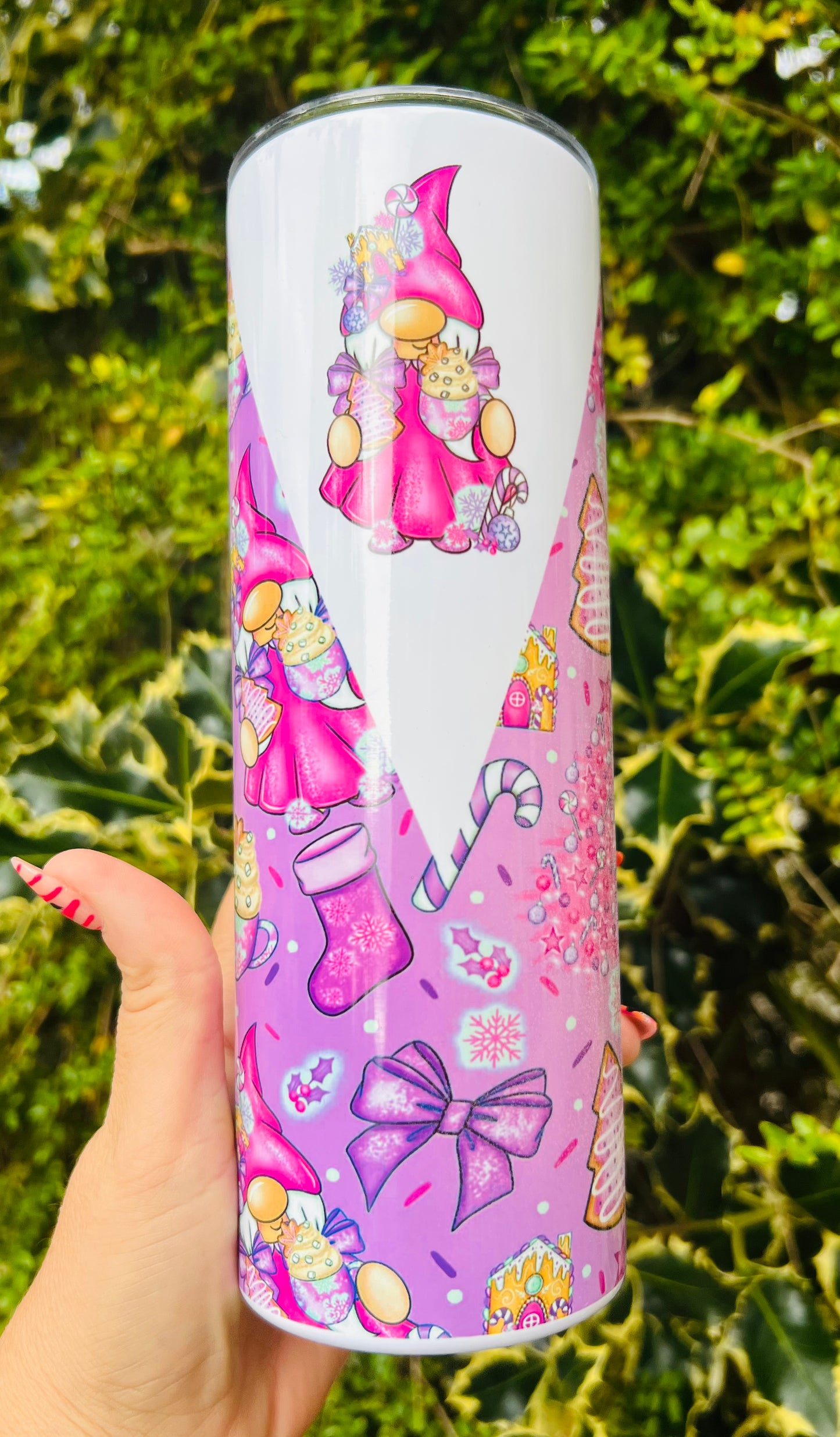20oz pink candy gonk Christmas stainless steel tumbler