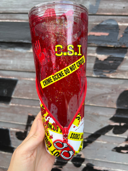 24oz crime scene blood drip zipper tumbler