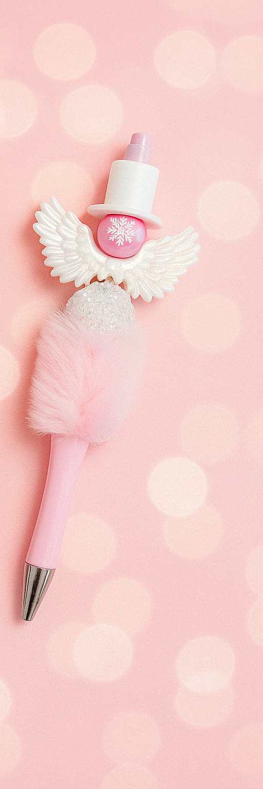 Angel wing pink fluffy pen